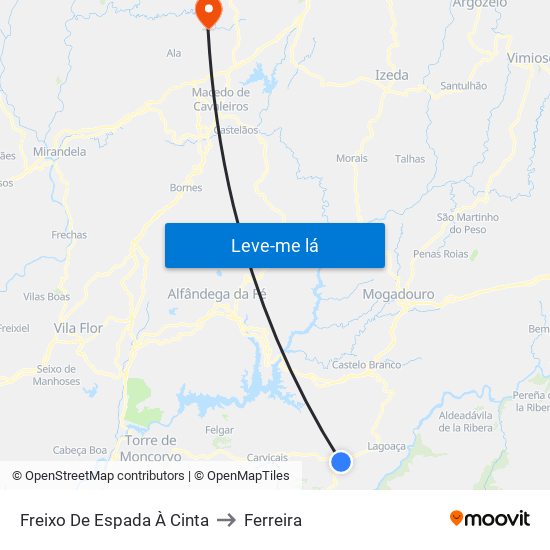 Freixo De Espada À Cinta to Ferreira map