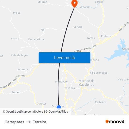 Carrapatas to Ferreira map