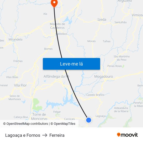 Lagoaça e Fornos to Ferreira map