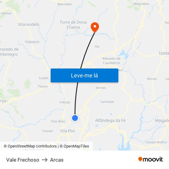 Vale Frechoso to Arcas map