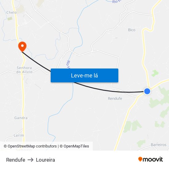 Rendufe to Loureira map