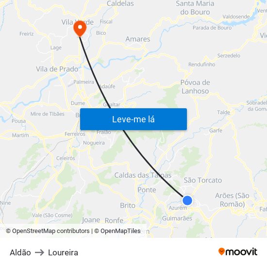 Aldão to Loureira map