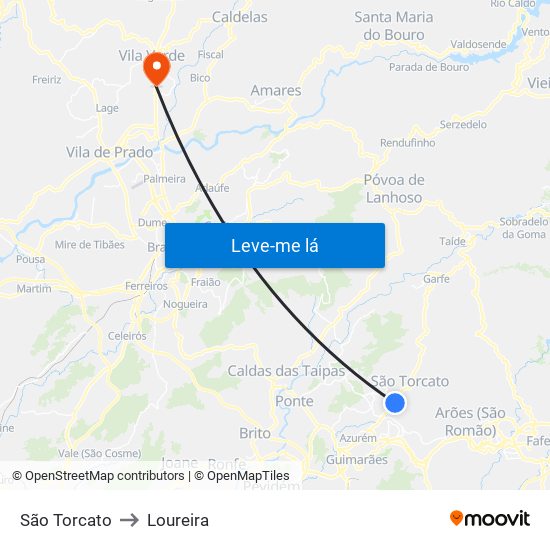 São Torcato to Loureira map