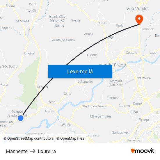 Manhente to Loureira map