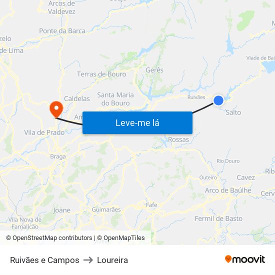 Ruivães e Campos to Loureira map