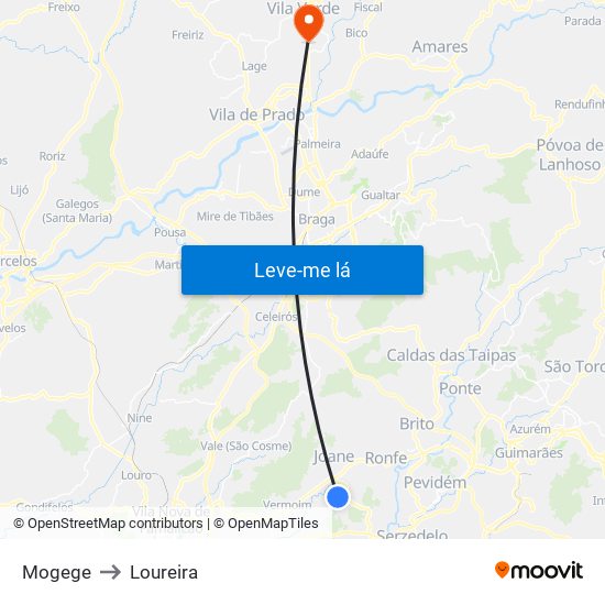 Mogege to Loureira map