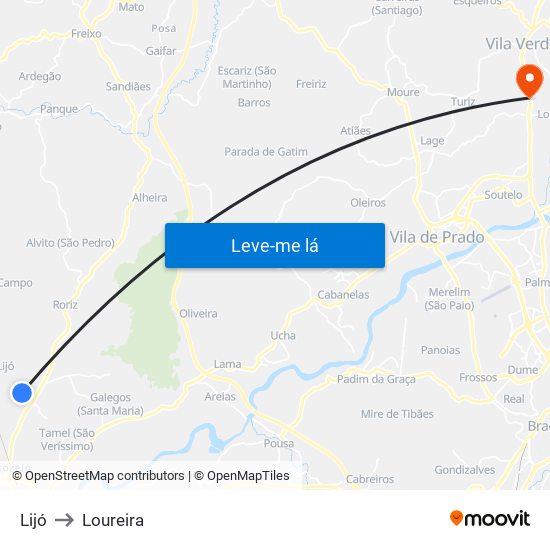 Lijó to Loureira map