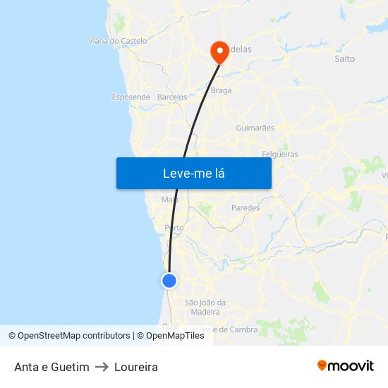 Anta e Guetim to Loureira map