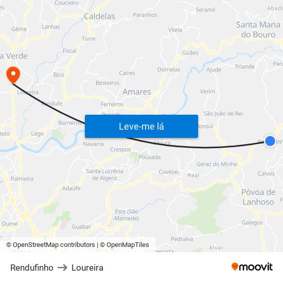 Rendufinho to Loureira map