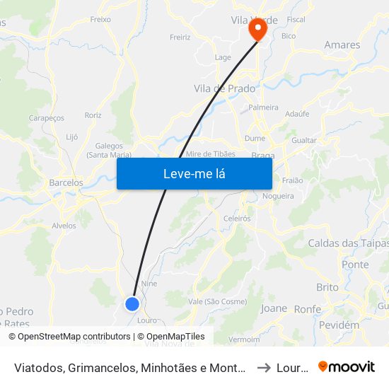 Viatodos, Grimancelos, Minhotães e Monte de Fralães to Loureira map
