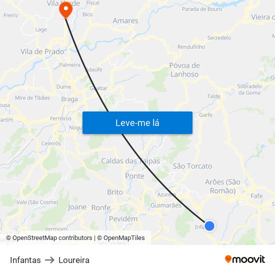 Infantas to Loureira map