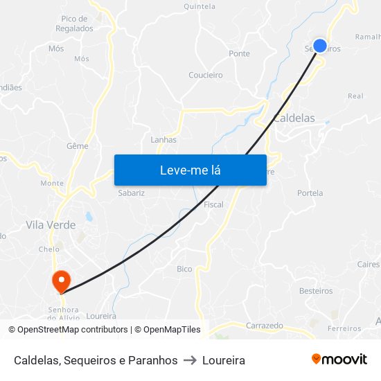 Caldelas, Sequeiros e Paranhos to Loureira map