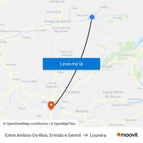 Entre Ambos-Os-Rios, Ermida e Germil to Loureira map