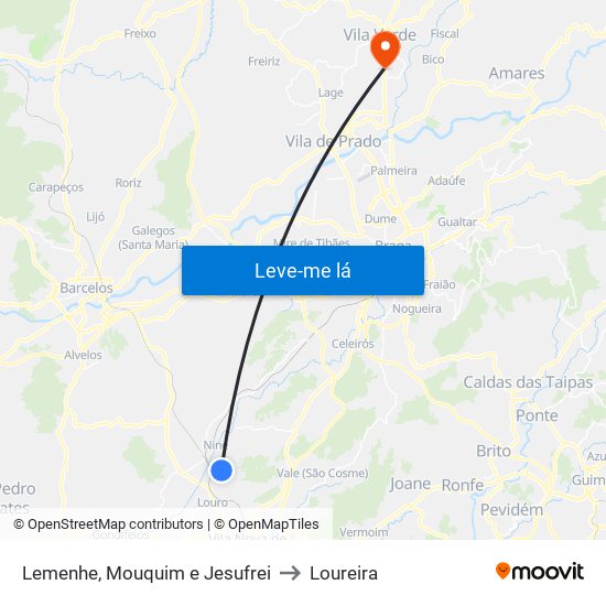 Lemenhe, Mouquim e Jesufrei to Loureira map