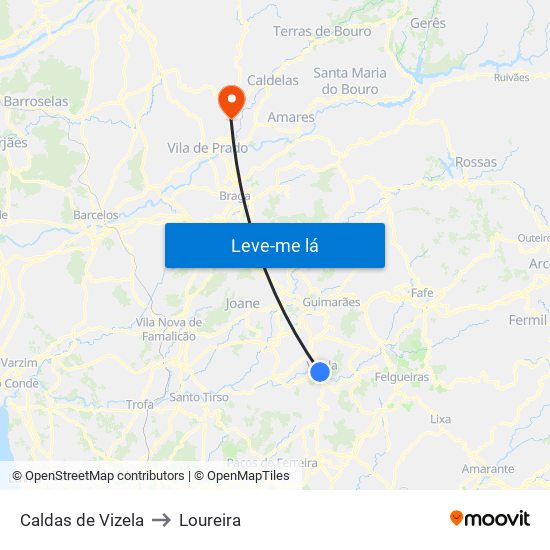 Caldas de Vizela to Loureira map