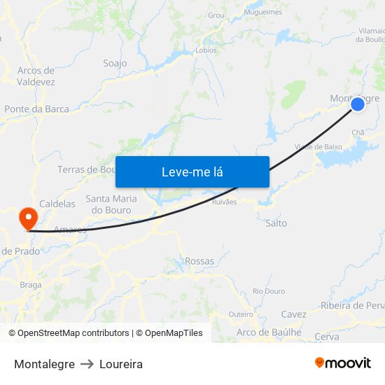 Montalegre to Loureira map