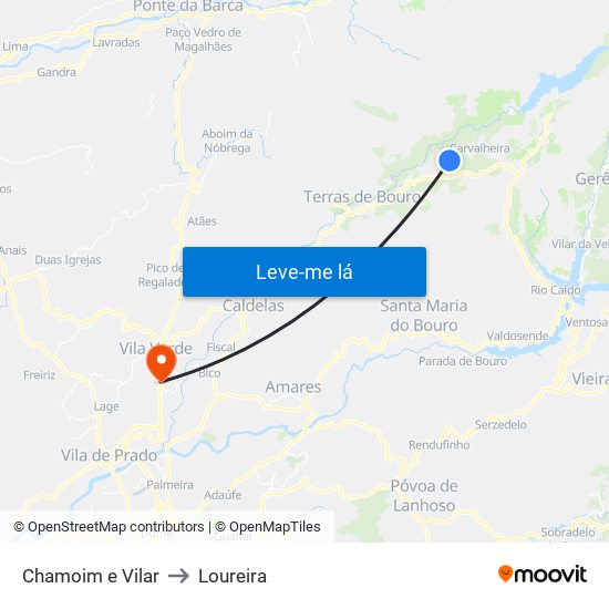 Chamoim e Vilar to Loureira map