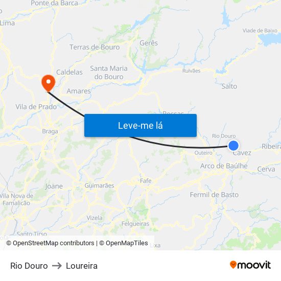 Rio Douro to Loureira map