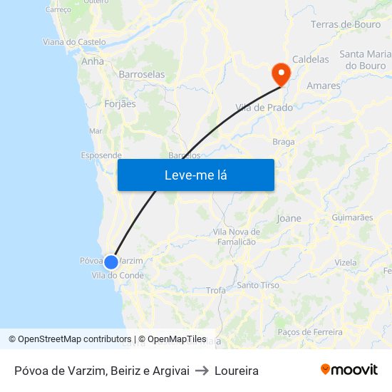 Póvoa de Varzim, Beiriz e Argivai to Loureira map