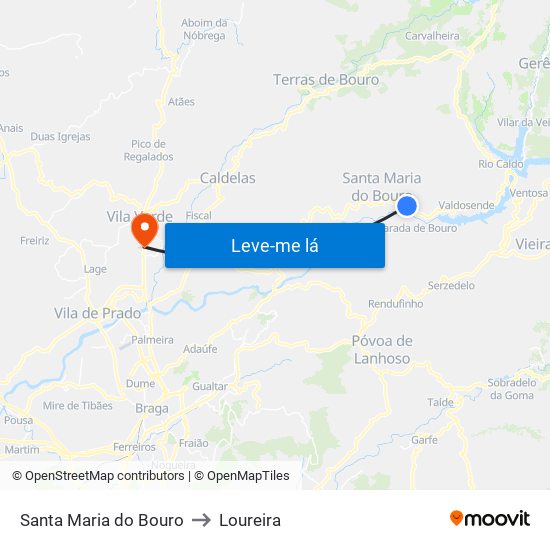 Santa Maria do Bouro to Loureira map