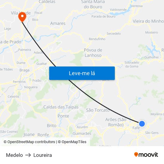 Medelo to Loureira map