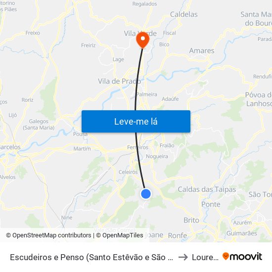 Escudeiros e Penso (Santo Estêvão e São Vicente) to Loureira map
