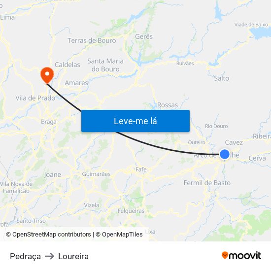 Pedraça to Loureira map