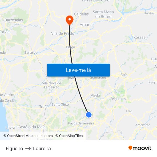 Figueiró to Loureira map