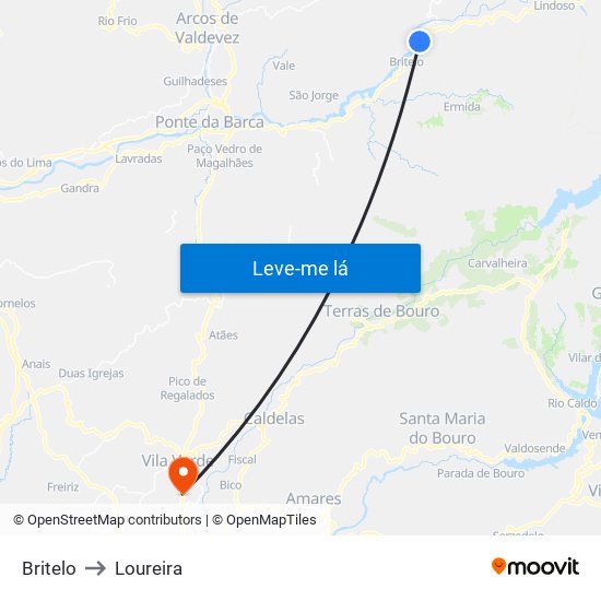 Britelo to Loureira map