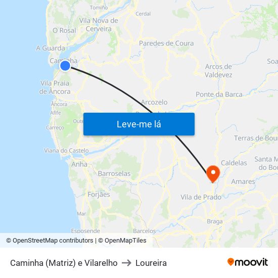 Caminha (Matriz) e Vilarelho to Loureira map