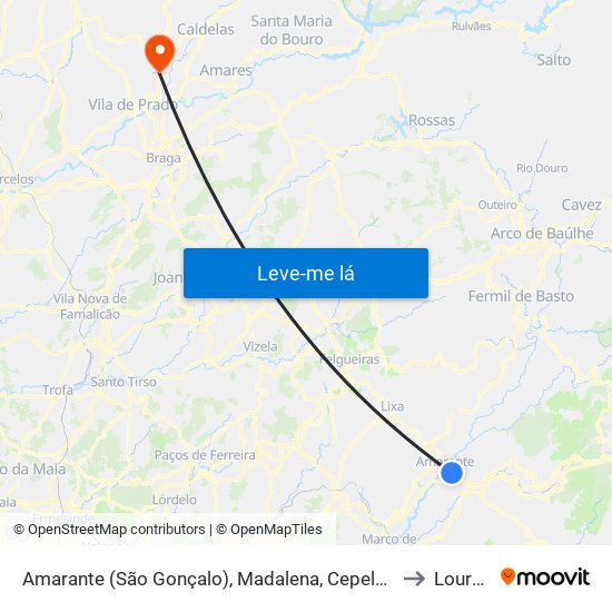 Amarante (São Gonçalo), Madalena, Cepelos e Gatão to Loureira map