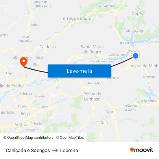 Caniçada e Soengas to Loureira map