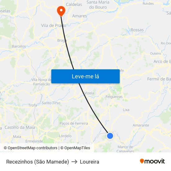 Recezinhos (São Mamede) to Loureira map