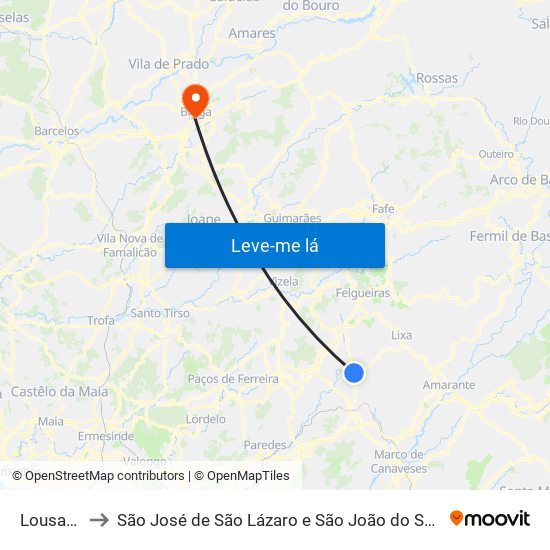 Lousada to São José de São Lázaro e São João do Souto map