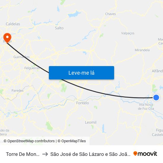 Torre De Moncorvo to São José de São Lázaro e São João do Souto map