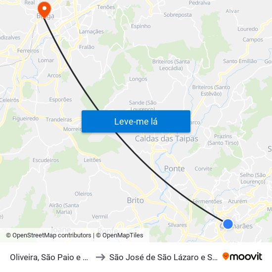 Oliveira, São Paio e São Sebastião to São José de São Lázaro e São João do Souto map