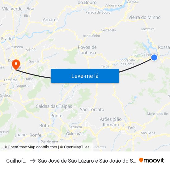 Guilhofrei to São José de São Lázaro e São João do Souto map