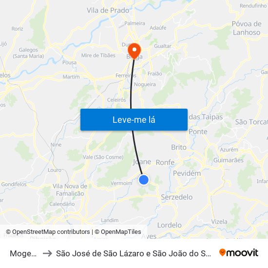 Mogege to São José de São Lázaro e São João do Souto map