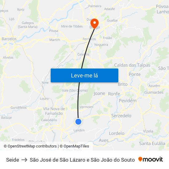 Seide to São José de São Lázaro e São João do Souto map