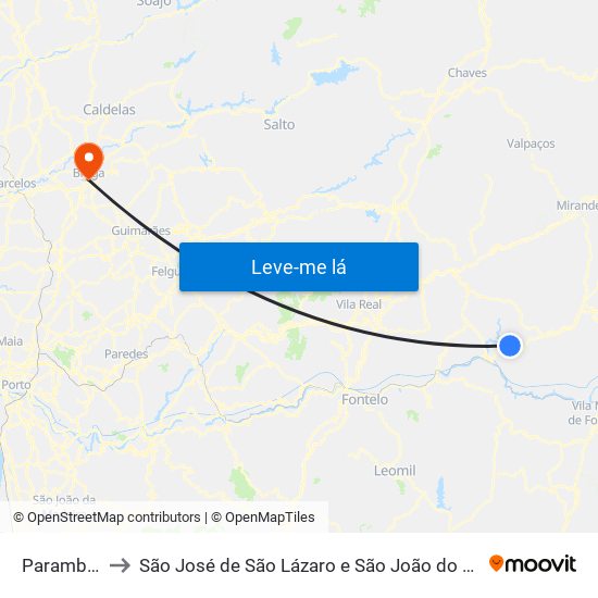 Parambos to São José de São Lázaro e São João do Souto map