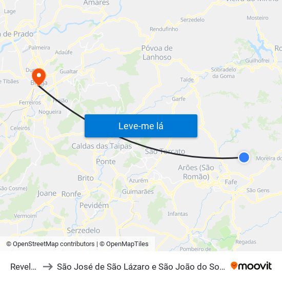 Revelhe to São José de São Lázaro e São João do Souto map