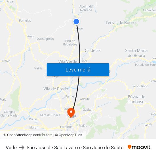 Vade to São José de São Lázaro e São João do Souto map