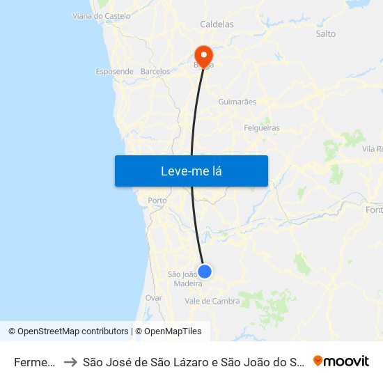 Fermedo to São José de São Lázaro e São João do Souto map