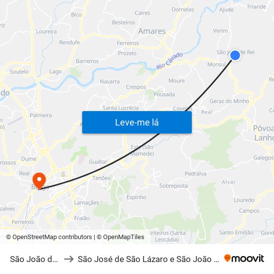 São João de Rei to São José de São Lázaro e São João do Souto map