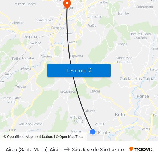 Airão (Santa Maria), Airão (São João) e Vermil to São José de São Lázaro e São João do Souto map