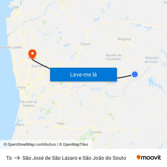 Tó to São José de São Lázaro e São João do Souto map