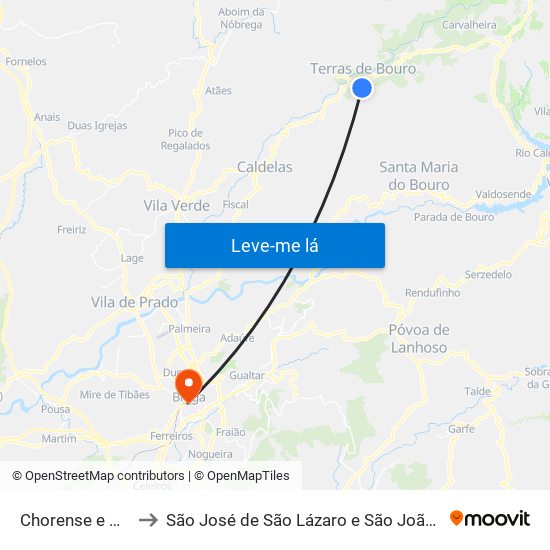 Chorense e Monte to São José de São Lázaro e São João do Souto map