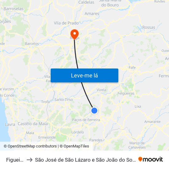 Figueiró to São José de São Lázaro e São João do Souto map
