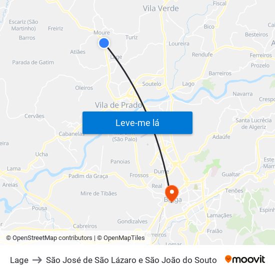 Lage to São José de São Lázaro e São João do Souto map