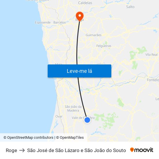 Roge to São José de São Lázaro e São João do Souto map